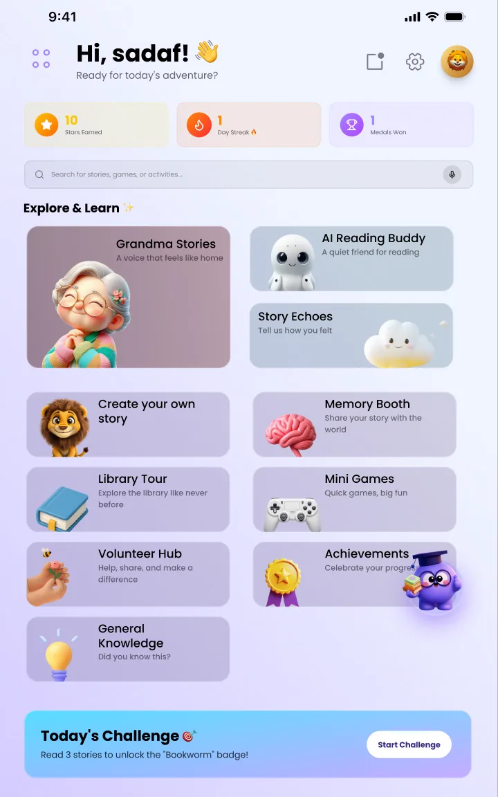 QNL Kids homepage, light mode
